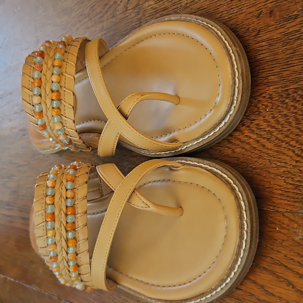 Lucky Brand Tan Beaded Women's Sandals - Picture 3 of 8